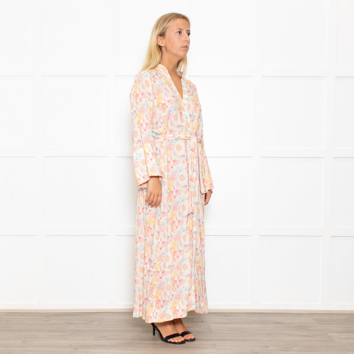 Tallulah & Hope Soft Cream Patterned Midi Dress