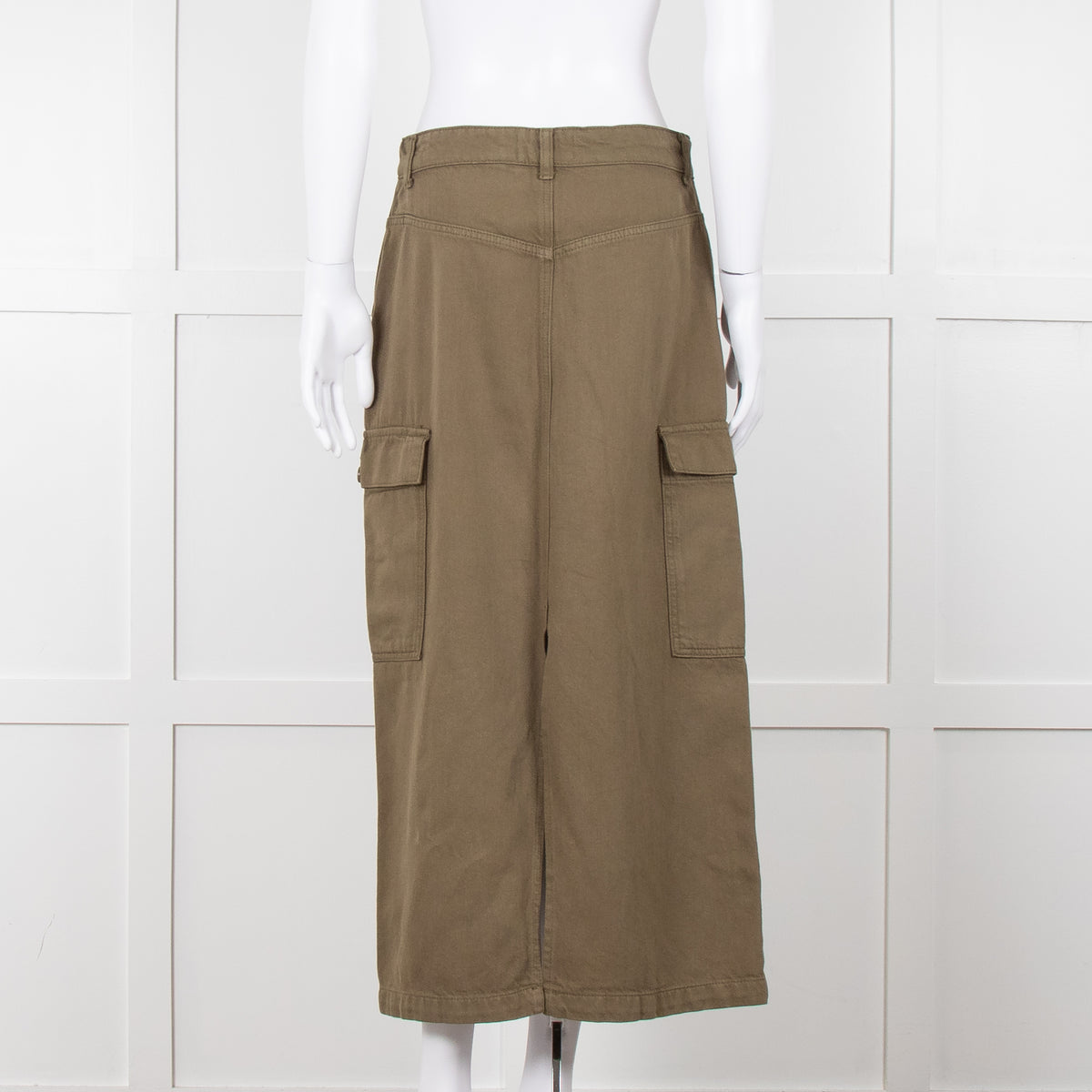 Reformation Khaki Utility Midi Skirt