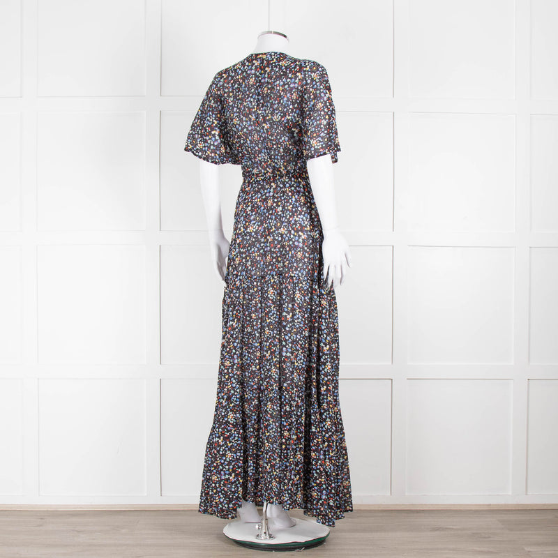Stella McCartney Black Spotty Cotton Blend Short Sleeve Maxi Dress