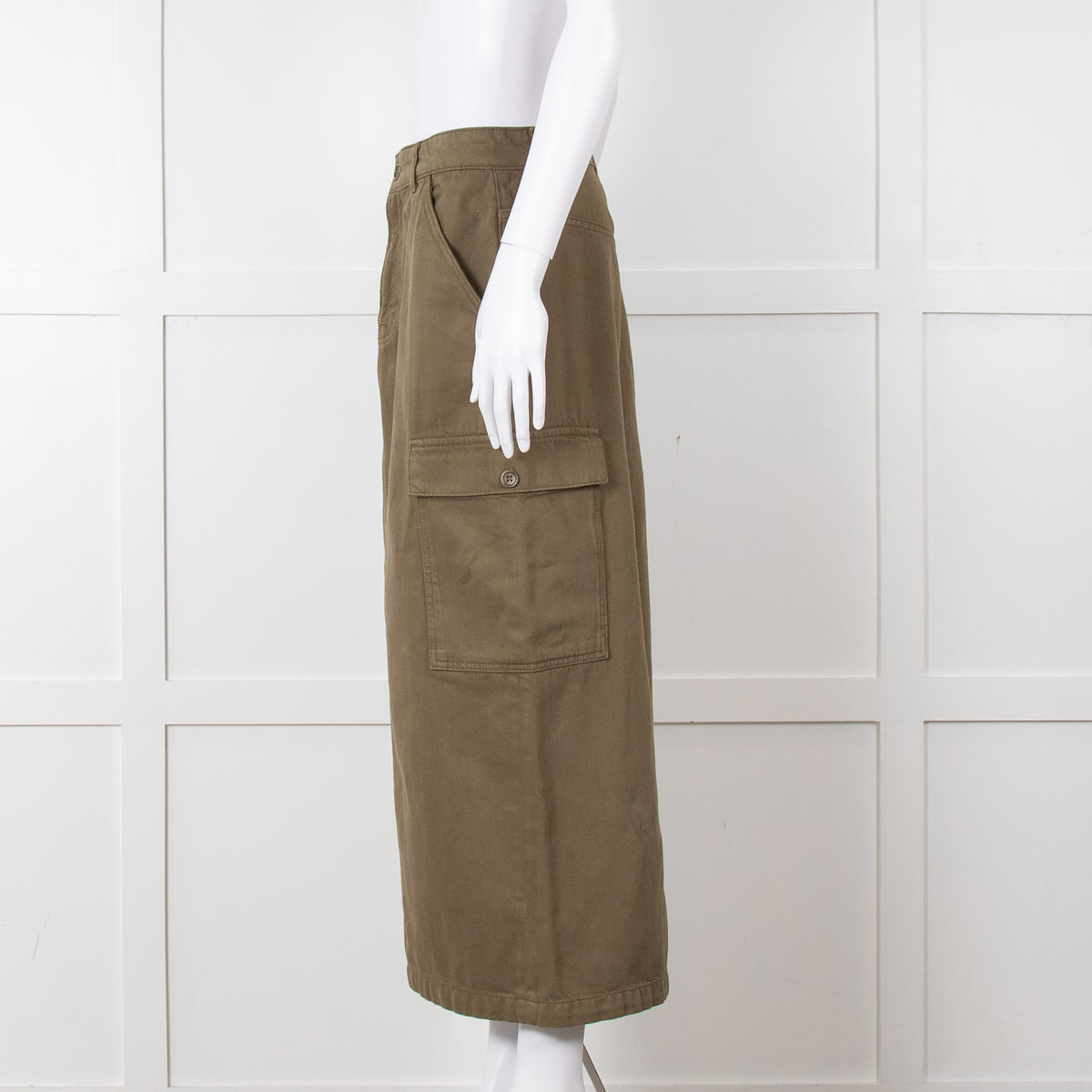 Reformation Khaki Utility Midi Skirt