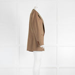 Blaze Green Brown Round Pocket Detail Blazer Jacket