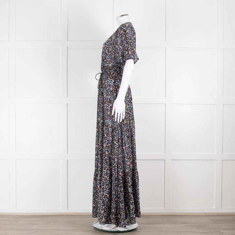 Stella McCartney Black Spotty Cotton Blend Short Sleeve Maxi Dress
