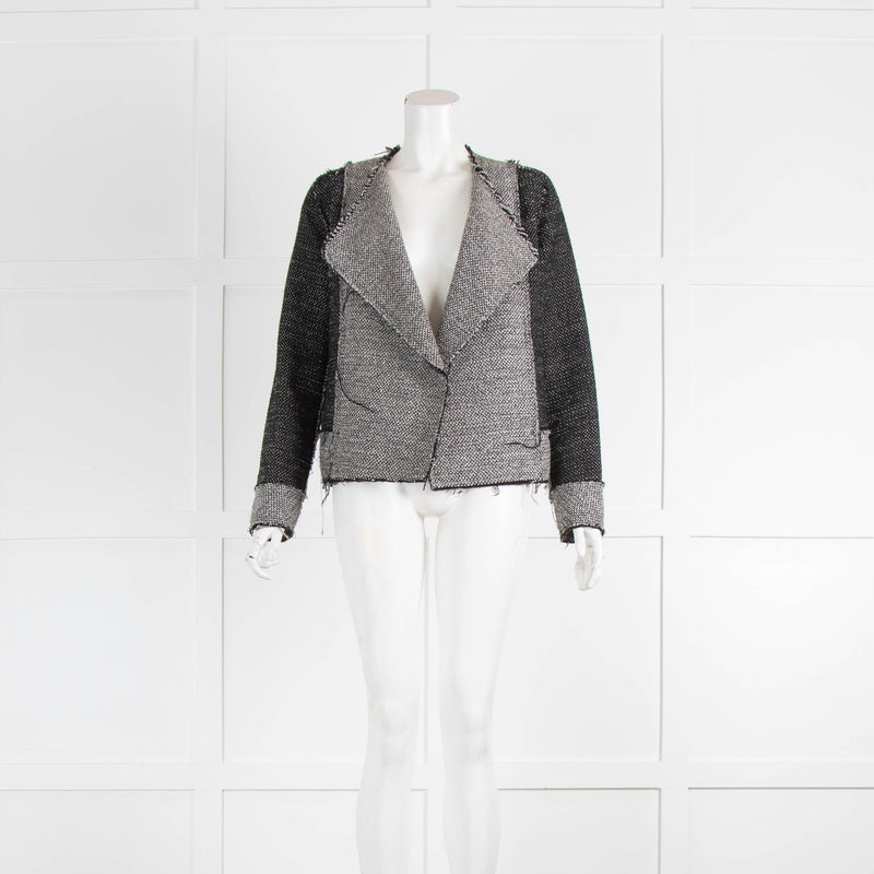 Derek Lam Black White Raw Edge Tweedy Jacket