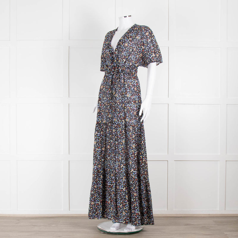 Stella McCartney Black Spotty Cotton Blend Short Sleeve Maxi Dress