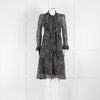 Diane Von Furstenberg Grey Animal Print Silk Long Sleeve Dress With Slip