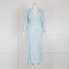 Rixo Long Sleeve Pale Blue Floral Clover Dress
