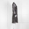 Diane Von Furstenberg Grey Animal Print Silk Long Sleeve Dress With Slip