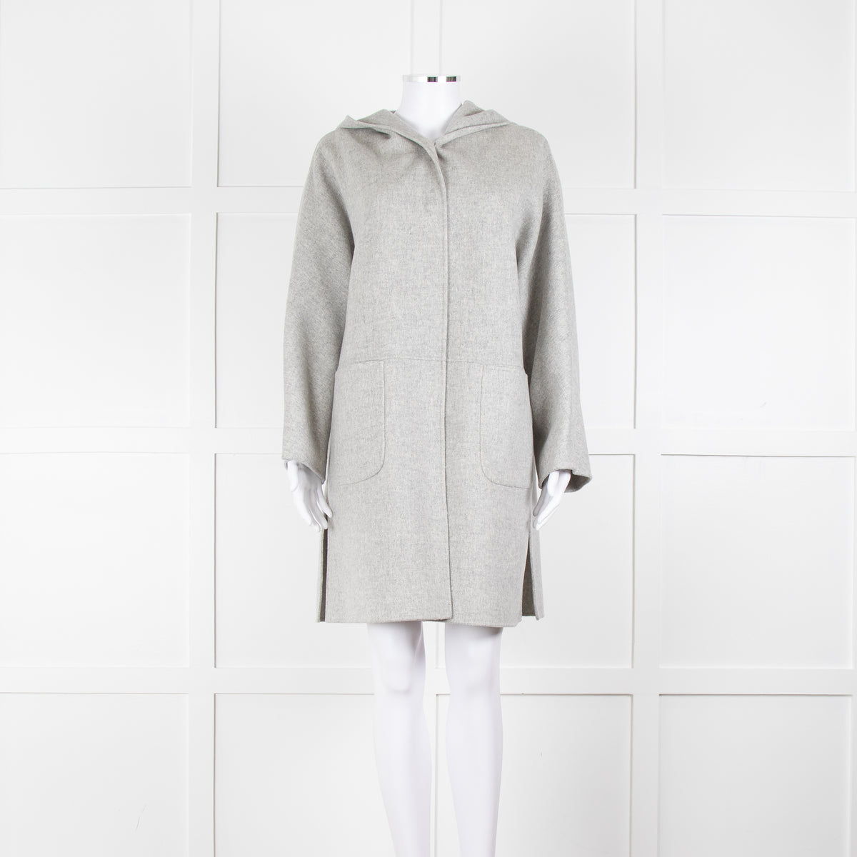 Weekend Max Mara Light Grey Wool Hooded Coat