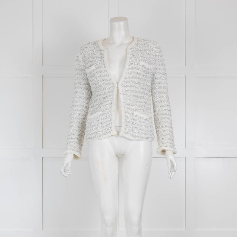 Les Copains White Knit Boucle Jacket