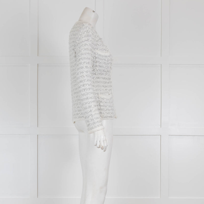 Les Copains White Knit Boucle Jacket