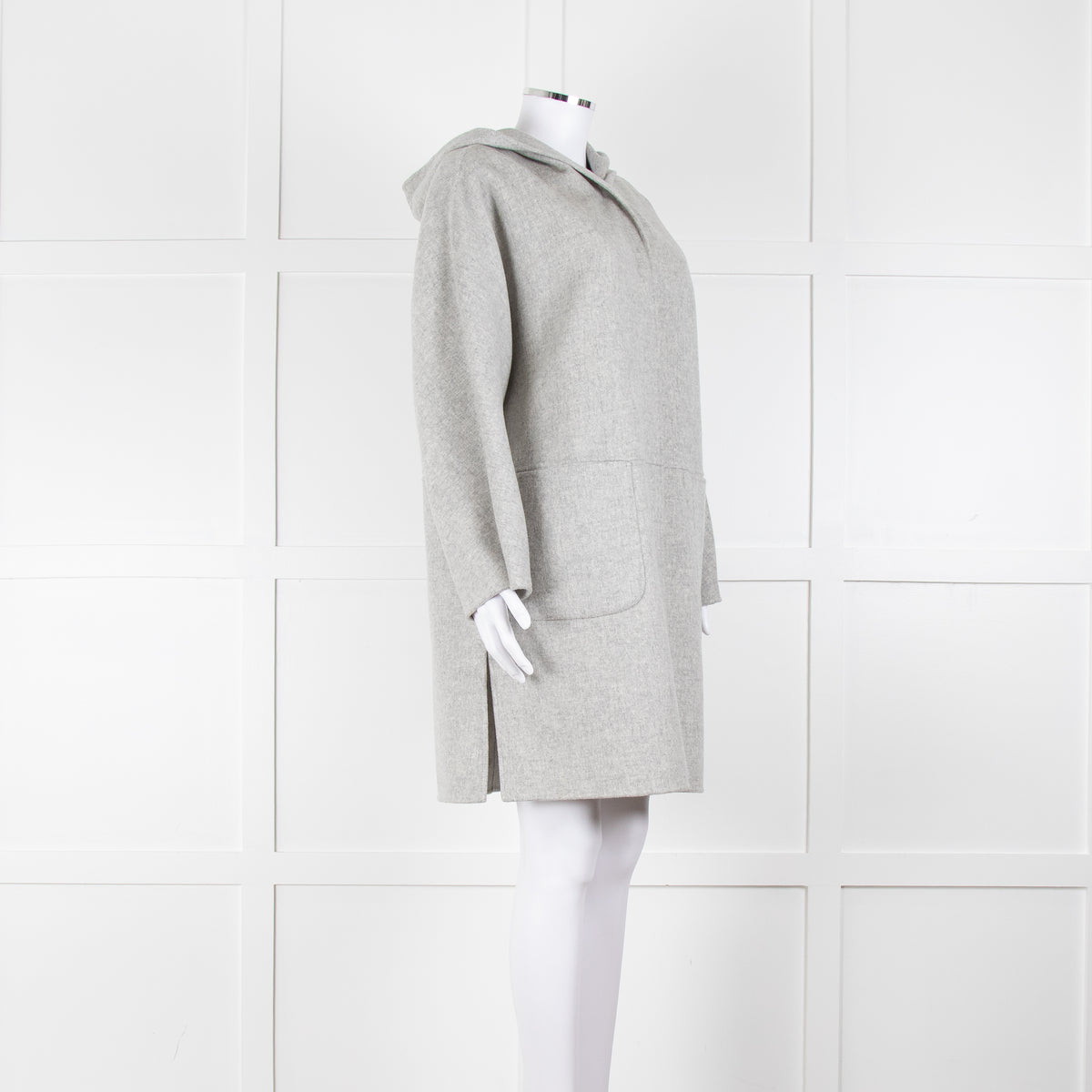Weekend Max Mara Light Grey Wool Hooded Coat