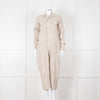 White Story Beige Linen Button Up Jumpsuit