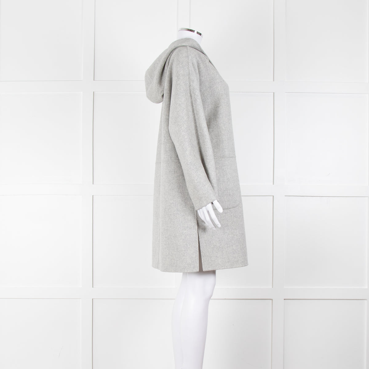 Weekend Max Mara Light Grey Wool Hooded Coat