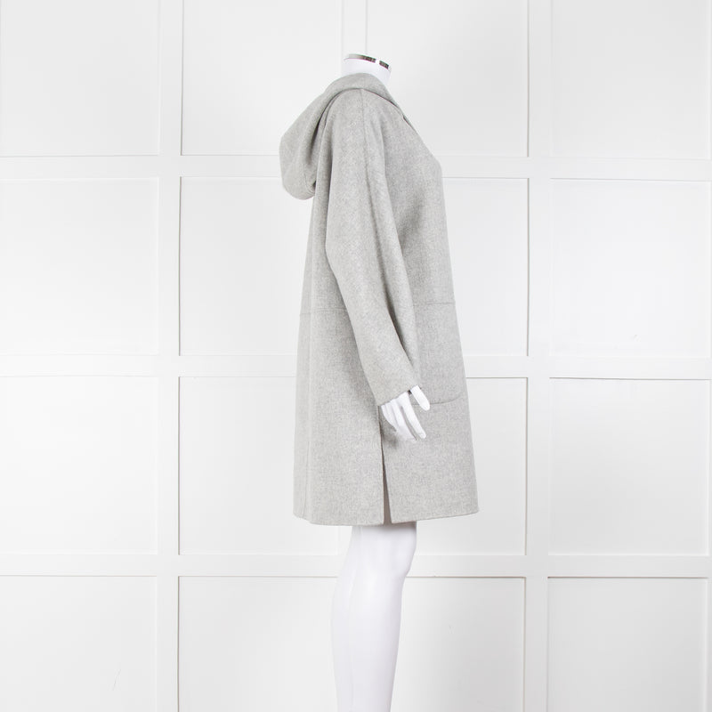 Weekend Max Mara Light Grey Wool Hooded Coat
