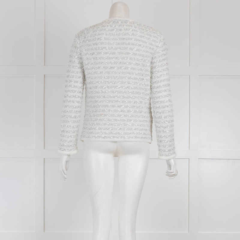 Les Copains White Knit Boucle Jacket