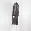 Diane Von Furstenberg Grey Animal Print Silk Long Sleeve Dress With Slip