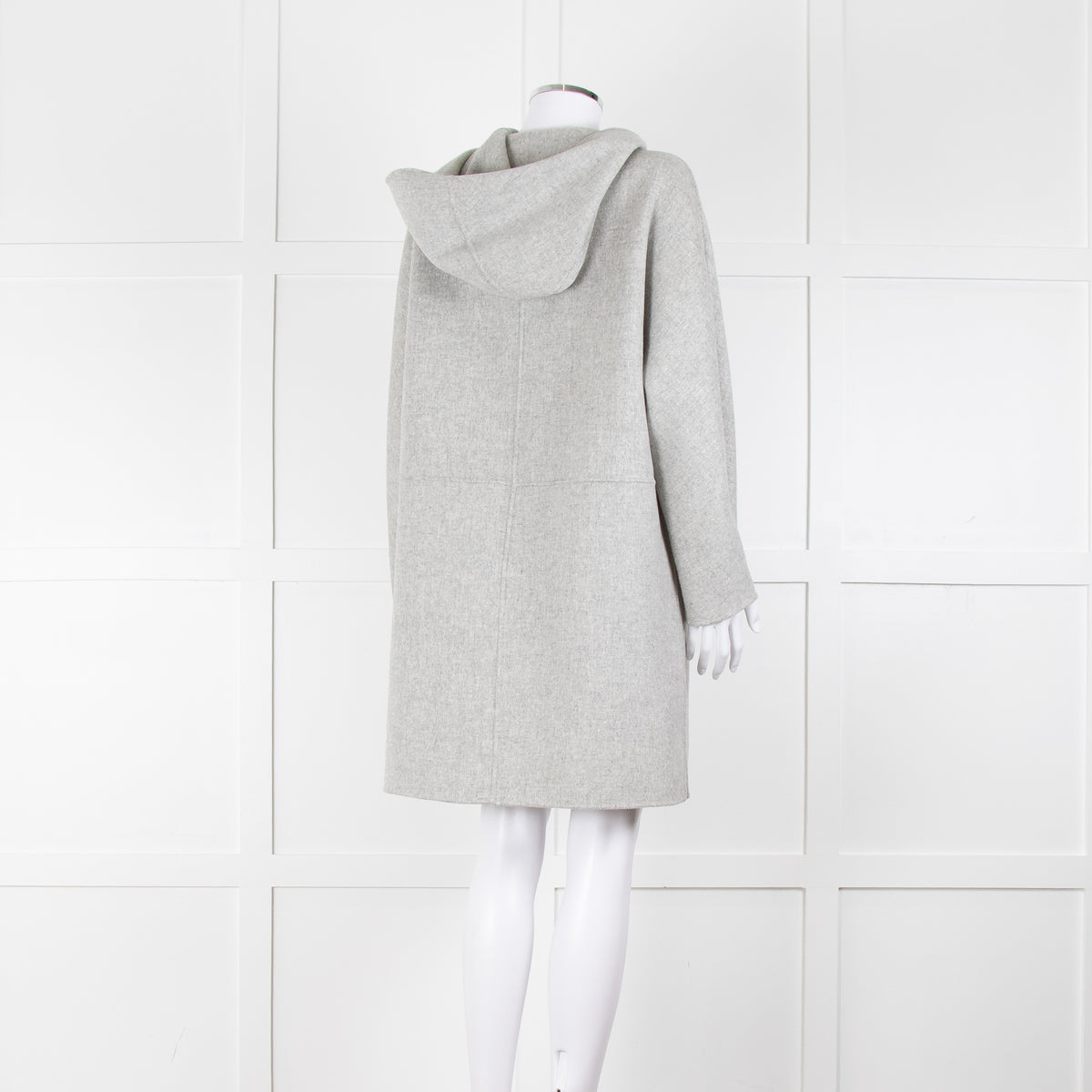 Weekend Max Mara Light Grey Wool Hooded Coat
