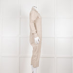 White Story Beige Linen Button Up Jumpsuit