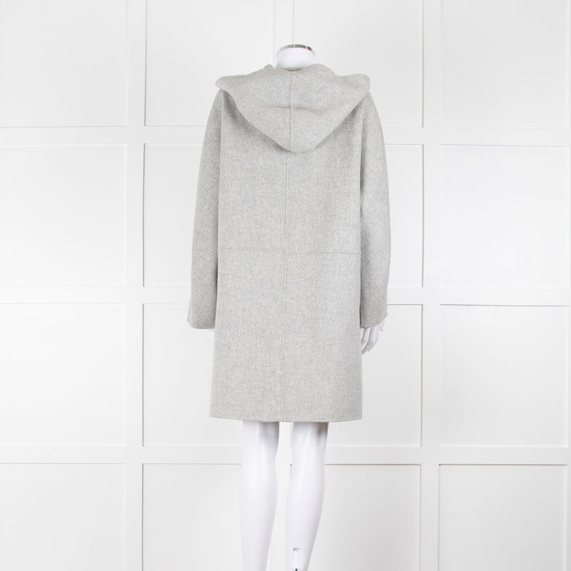 Weekend Max Mara Light Grey Wool Hooded Coat