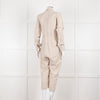 White Story Beige Linen Button Up Jumpsuit