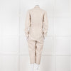 White Story Beige Linen Button Up Jumpsuit