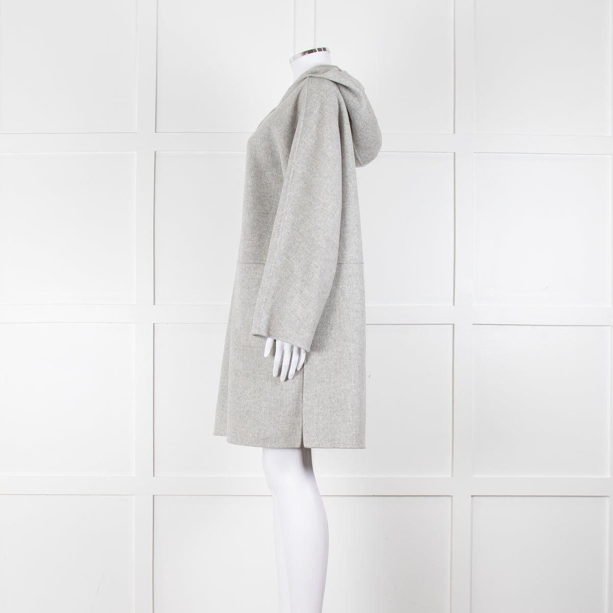 Weekend Max Mara Light Grey Wool Hooded Coat
