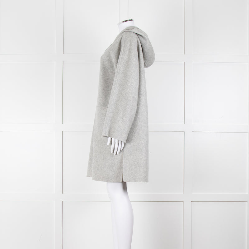 Weekend Max Mara Light Grey Wool Hooded Coat