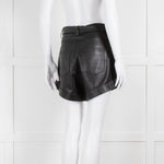 The Kooples Black Leather Double Buckle Belted Shorts