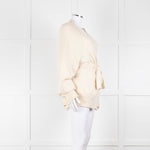 Raey Cream Cashmere Belted Cardigan