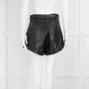 The Kooples Black Leather Double Buckle Belted Shorts