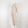 White Story Beige Linen Button Up Jumpsuit
