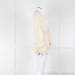 Raey Cream Cashmere Belted Cardigan