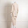 White Story Beige Linen Button Up Jumpsuit
