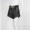 The Kooples Black Leather Double Buckle Belted Shorts
