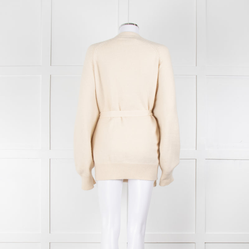 Raey Cream Cashmere Belted Cardigan