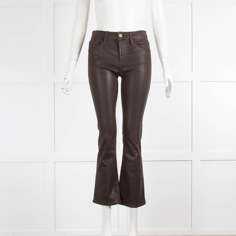 Frame Brown Coated Le Crop Mini Boot Jeans