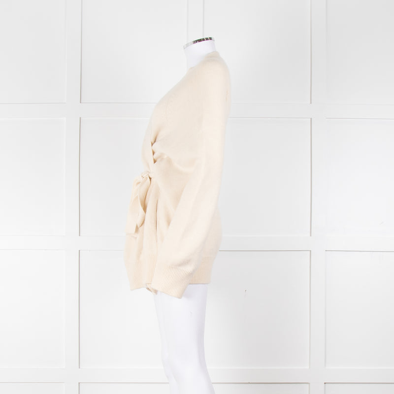 Raey Cream Cashmere Belted Cardigan