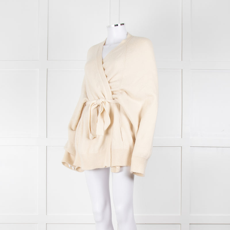 Raey Cream Cashmere Belted Cardigan