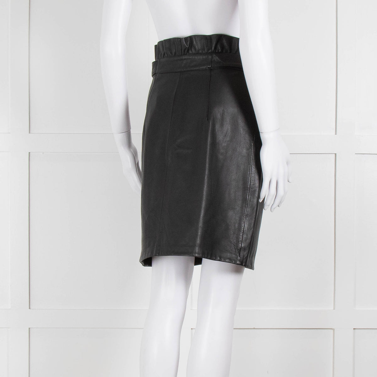 Ba&sh Black Leather High Waisted Wrap Skirt