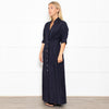 White Story Navy Cotton Gathered Waist Shirt Dress