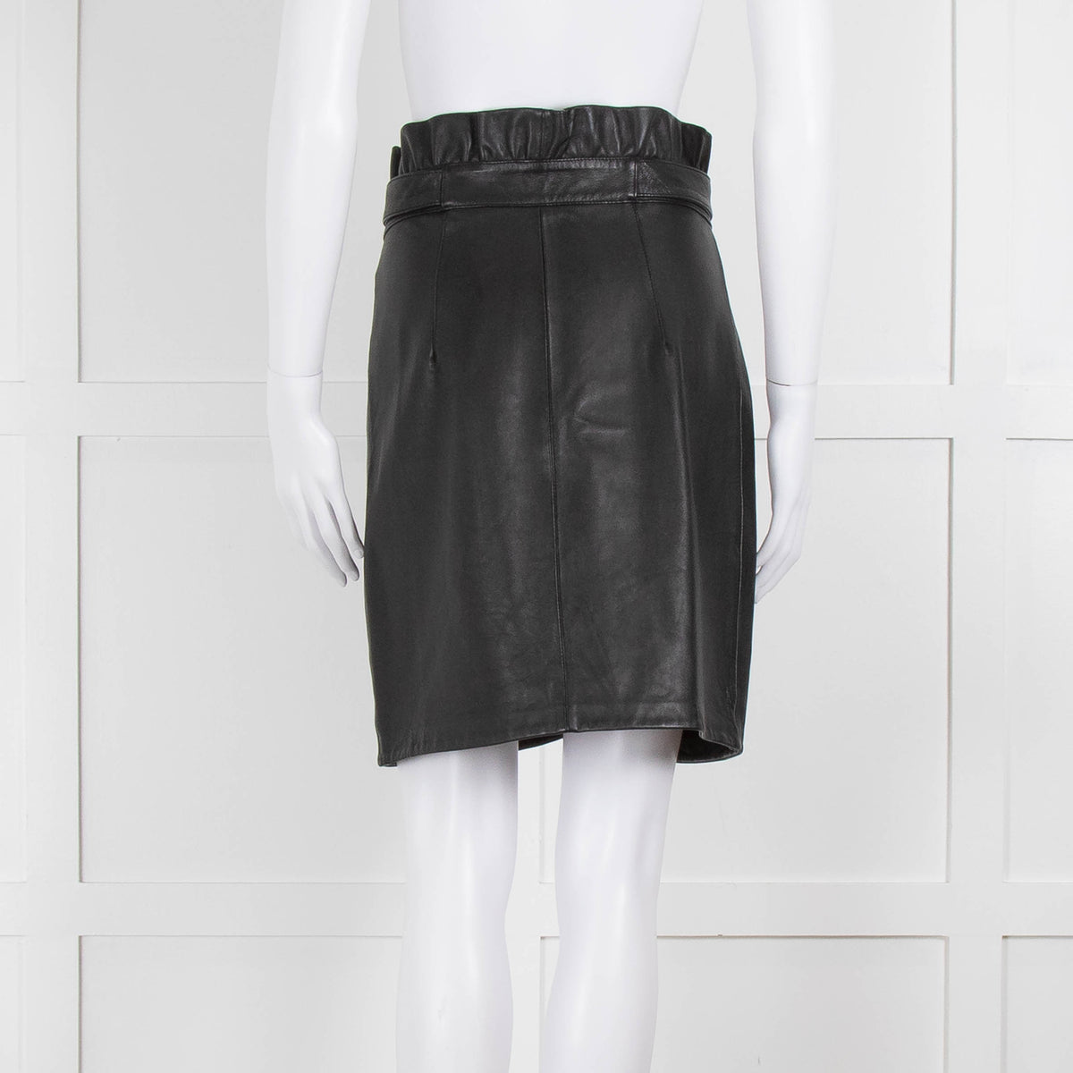 Ba&sh Black Leather High Waisted Wrap Skirt