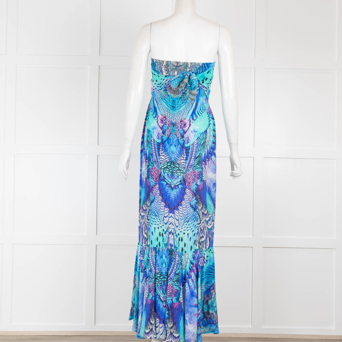 Camilla Blue Beaded Strapless Maxi Dress