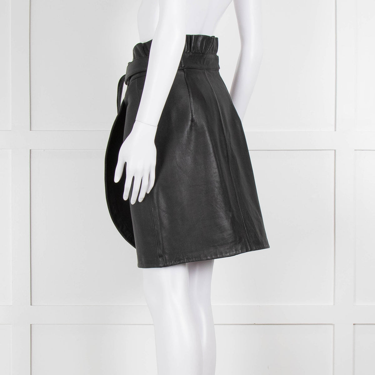 Ba&sh Black Leather High Waisted Wrap Skirt