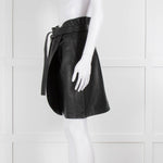 Ba&sh Black Leather High Waisted Wrap Skirt