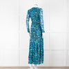 Ganni Black Blue Floral Wrapped Midi Dress
