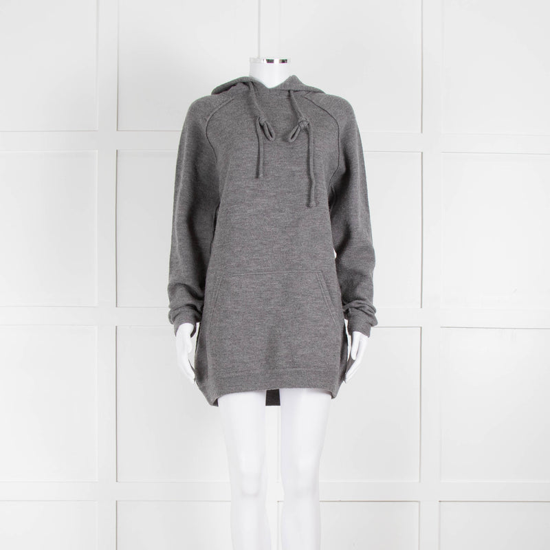 Celine Grey Hooded Wool Blend Oversized Top