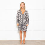Pranella Lilac And Grey Print Bobble Hem Coverup