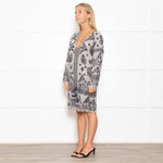 Pranella Lilac And Grey Print Bobble Hem Coverup
