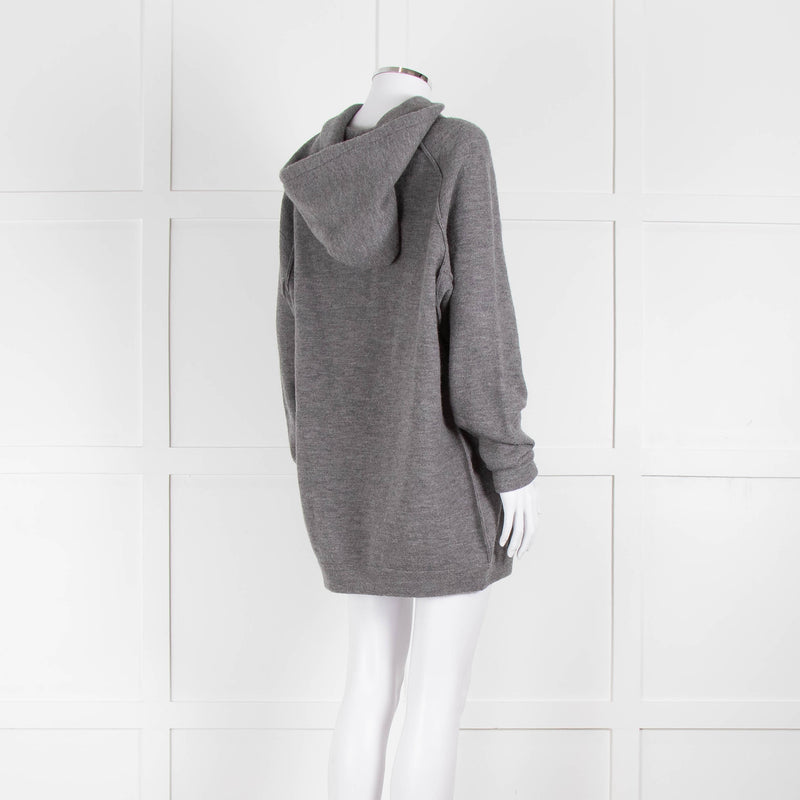 Celine Grey Hooded Wool Blend Oversized Top