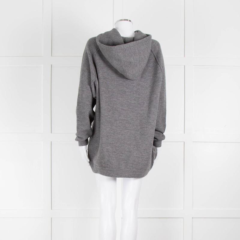 Celine Grey Hooded Wool Blend Oversized Top
